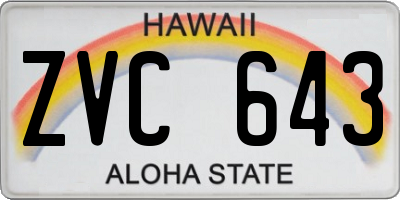 HI license plate ZVC643