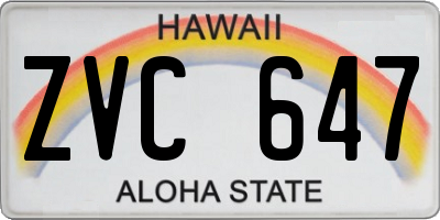 HI license plate ZVC647