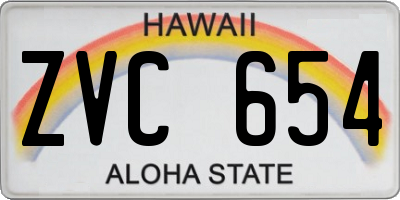 HI license plate ZVC654