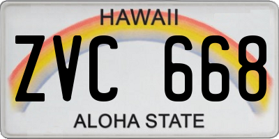 HI license plate ZVC668