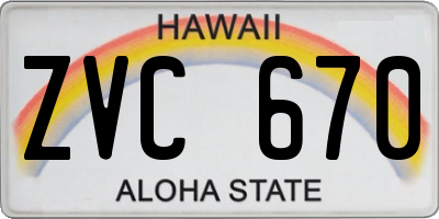 HI license plate ZVC670