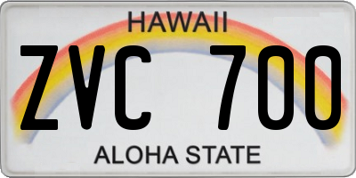 HI license plate ZVC700