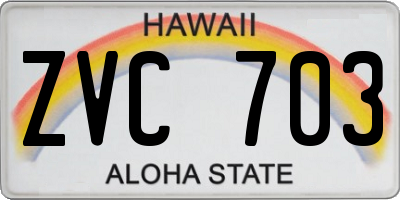 HI license plate ZVC703
