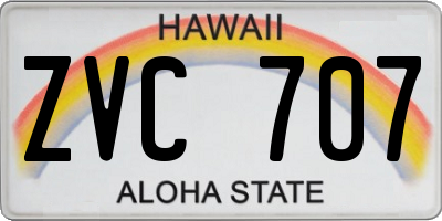 HI license plate ZVC707