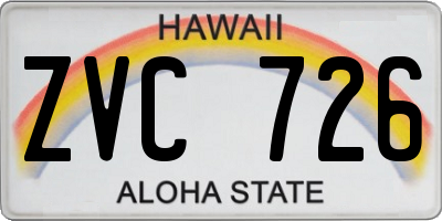 HI license plate ZVC726