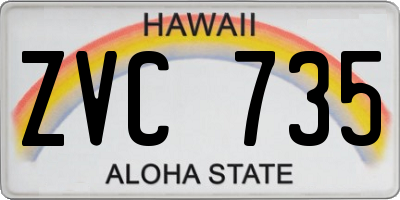 HI license plate ZVC735