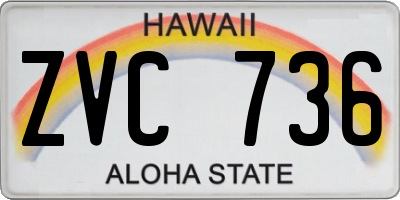 HI license plate ZVC736