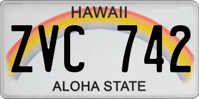 HI license plate ZVC742