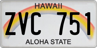 HI license plate ZVC751