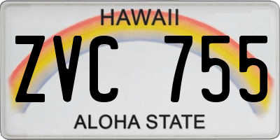 HI license plate ZVC755