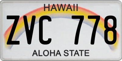 HI license plate ZVC778