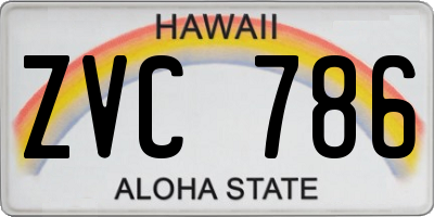 HI license plate ZVC786
