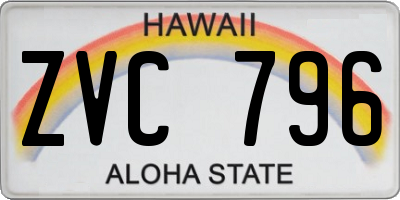 HI license plate ZVC796