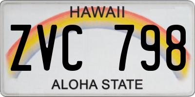 HI license plate ZVC798