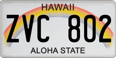 HI license plate ZVC802