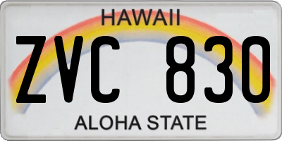 HI license plate ZVC830