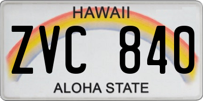 HI license plate ZVC840
