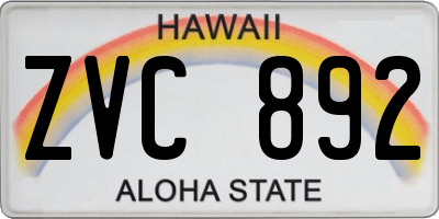 HI license plate ZVC892