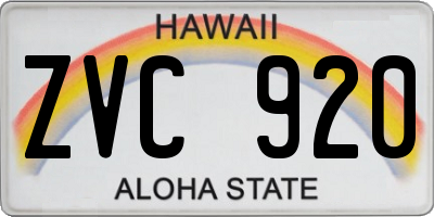 HI license plate ZVC920