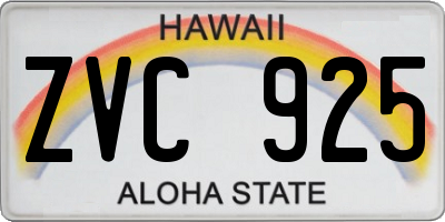 HI license plate ZVC925