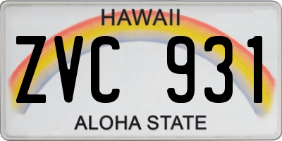 HI license plate ZVC931