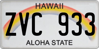 HI license plate ZVC933