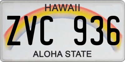 HI license plate ZVC936