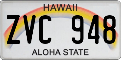 HI license plate ZVC948