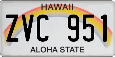 HI license plate ZVC951