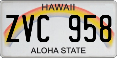 HI license plate ZVC958