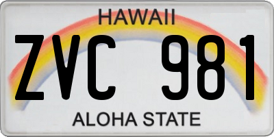 HI license plate ZVC981