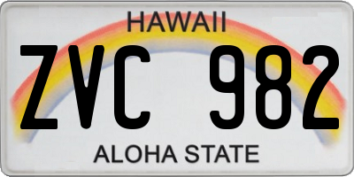 HI license plate ZVC982