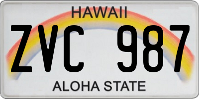 HI license plate ZVC987