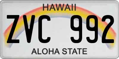 HI license plate ZVC992