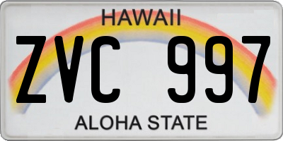 HI license plate ZVC997