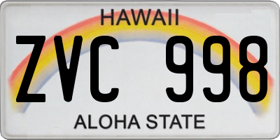 HI license plate ZVC998