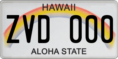 HI license plate ZVD000
