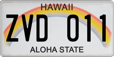 HI license plate ZVD011