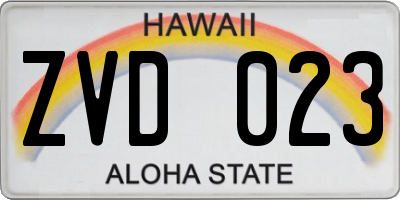 HI license plate ZVD023
