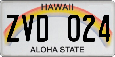HI license plate ZVD024