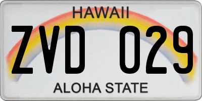 HI license plate ZVD029