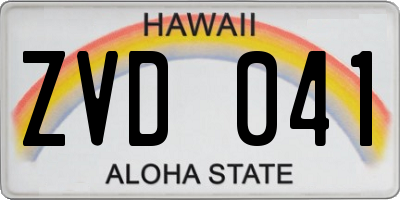 HI license plate ZVD041
