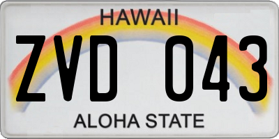 HI license plate ZVD043