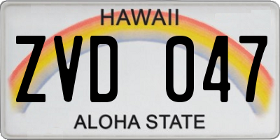 HI license plate ZVD047
