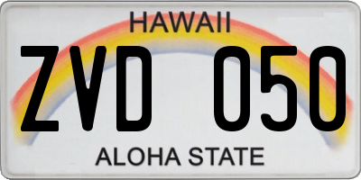HI license plate ZVD050