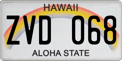 HI license plate ZVD068