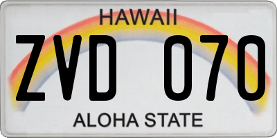 HI license plate ZVD070