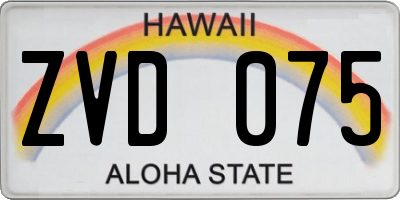 HI license plate ZVD075