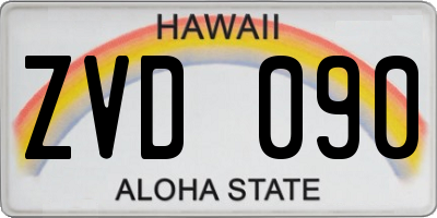 HI license plate ZVD090