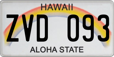 HI license plate ZVD093
